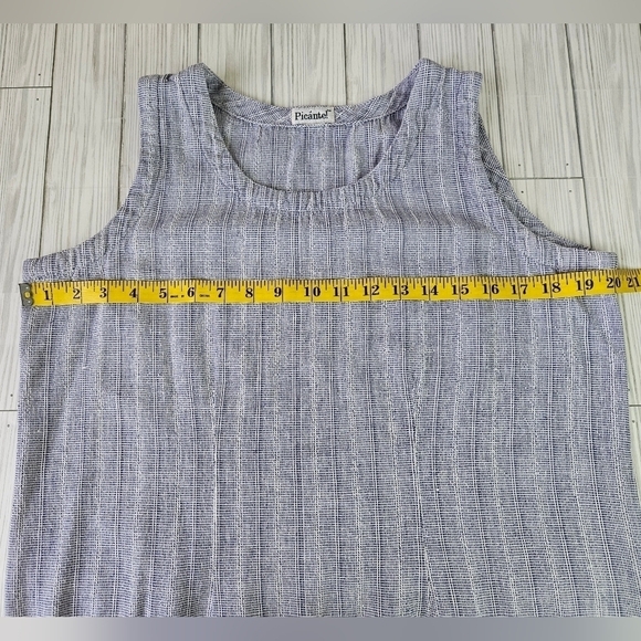 Picante Cotton Two Piece Midi Dress Set with Button Down in Blue and White Sz M - Picture 12 of 12